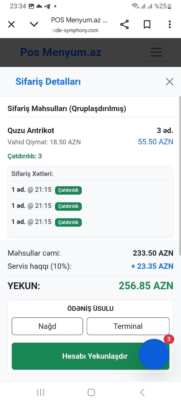 Restoran kassa sistemi - satışların avtomatik qeydiyyatı və kassa nəzarəti